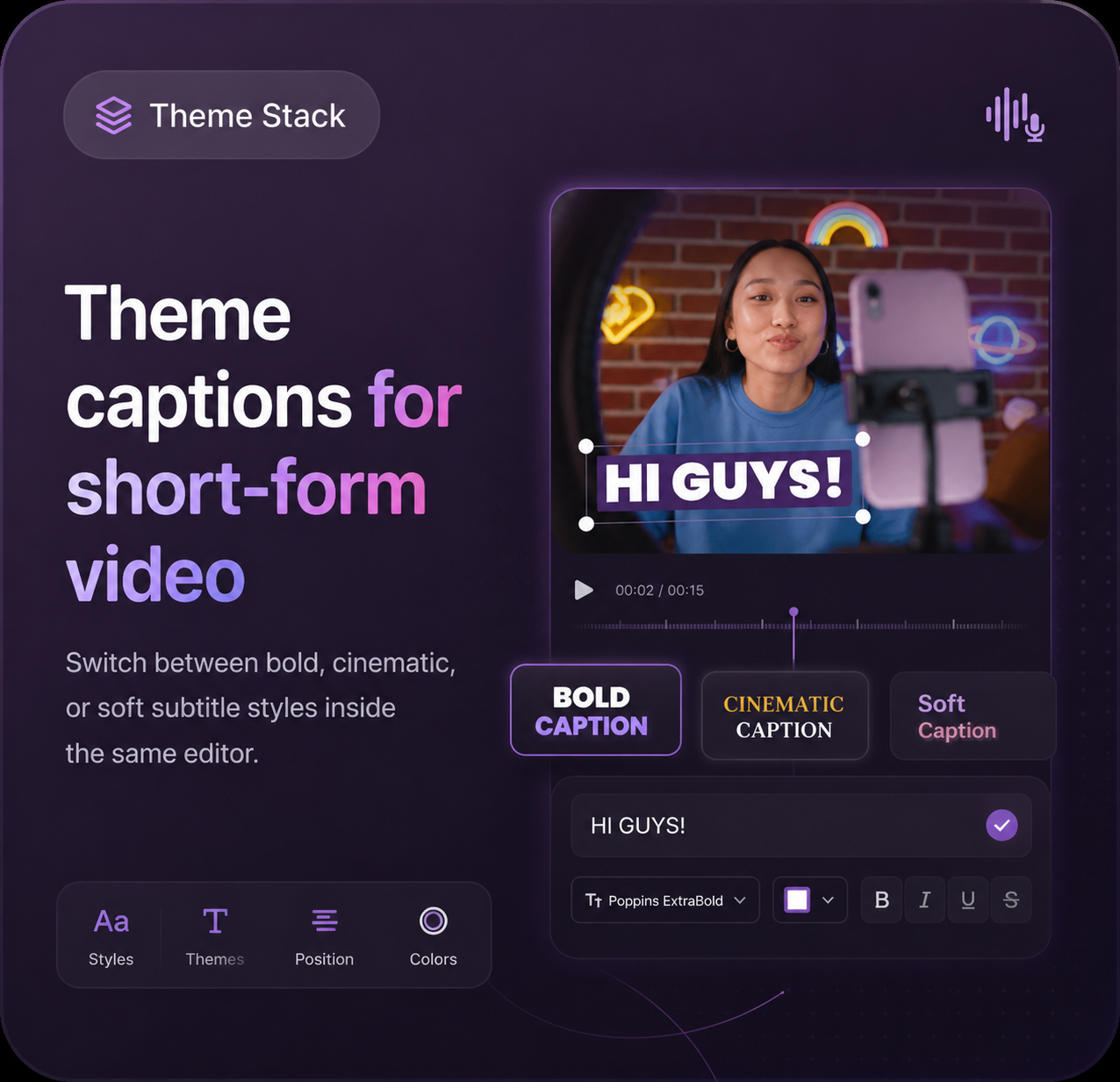 Caption themes editor